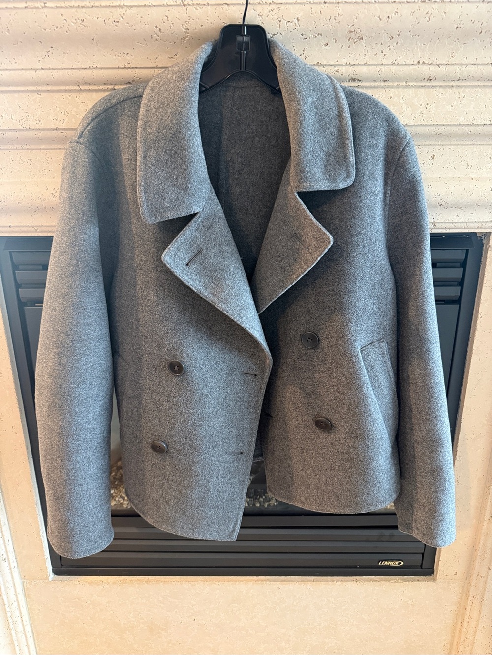 Uniqlo Gray Lightweight Wool Blend Pea Coat